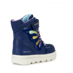 Geox Cizme imblanite impermeabile fete J Willaboom B ABX Navy Multicolor incaltaminte copii bigstep