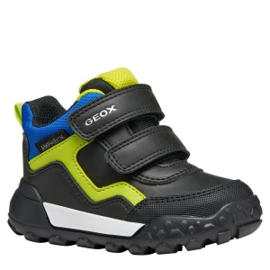 Ghete impermeabile băieți Geox Trekkyup Boy B Abx Black Fluo Green — vedere în perspectivă