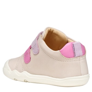 Pantofi fete Geox Steppieup Girl Ivory Dk Pink — vedere din spate