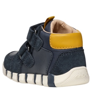 Pantofi sport băieți Geox Iupidoo Boy Navy Ochre — vedere din spate