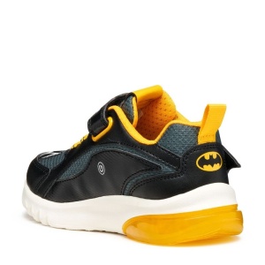 Pantofi sport cu leduri Geox J Ciberdron Boy Black Yellow culoarea pantofilor negru cu accente galbene, talpă alb cu galben, flexibilă,