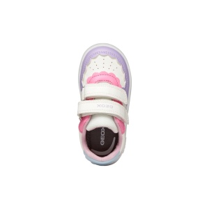 Geox Pantofi sport fete Eclyper Girl Optic White Lt Lilac încălțăminte copii bigstep