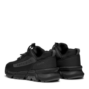 Pantofi sport impermeabili Geox J Flexyper Plus Boy Black Dk Grey culoarea pantofilor negru cu accente gri, talpă neagra, flexibilă, inchidere cu snur elastic reglabil