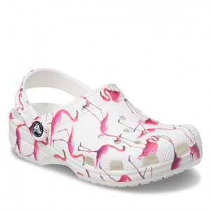 Sandale plaja fete Classic Crocs Pool Party Clog T White