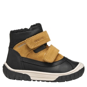 Ghete îmblănite impermeabile băieți Geox Omar WPF Black Dk Yellow