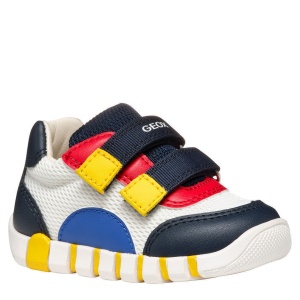 Pantofi sport băieți Geox Iupidoo Boy White Navy — vedere în perspectivă