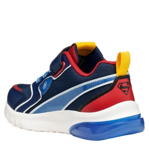Pantofi sport băieți Geox J Ciberdron Superman Blue Red — vedere din spate