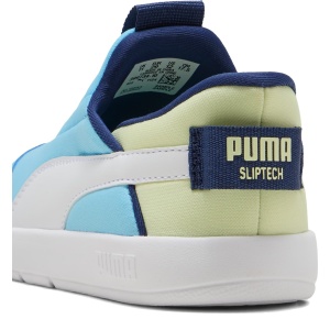 Pantofi sport băieți Puma Courtflex v3 Sliptech PS Blue-White — detaliu călcâi
