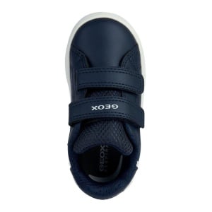 Pantofi sport Geox pentru baieti, nuanță bluemarin, două benzi velcro pentru închidere, perforații laterale pentru respirabilitate, talpă albă flexibilăsi interior din material textil.