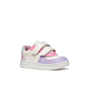 Geox Pantofi sport fete Eclyper Girl Optic White Lt Lilac încălțăminte copii bigstep