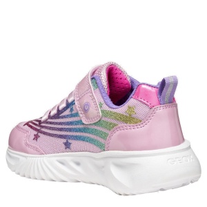 Pantofi sport fete Geox J Assister Girl Pink Multicolour — vedere din spate