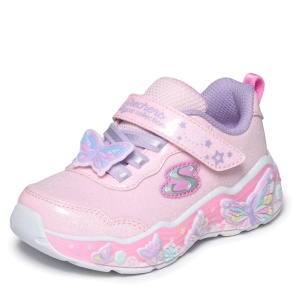 Pantofi sport fete Skechers S Lights-Lil Butterfly Bliss Roz — vedere laterală detaliată