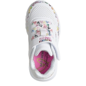 Pantofi sport fete Skechers Uno Lite Heart Craze White Multi mărimi 22-26 — vedere de sus
