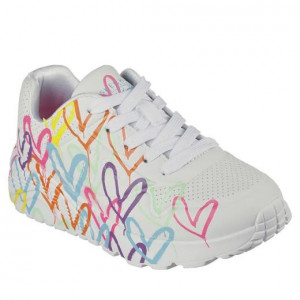 Skechers Pantofi sport Fete Uno Lite Spread The Love White incaltaminte copii bigstep
