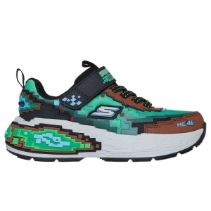 Pantofi sport baieti Skechers Mega Craft 4K Brown Green L, talpa anti alunecare din cauciuc, captuseala din material textil, exterior din material sintetic, inchidere reglabila cu scai, protectie varf