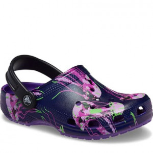 Crocs Sandale plaja Fete Classic Meta Scape Clog T Neon Purple incaltaminte copii bigstep