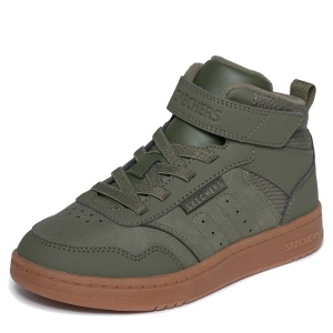 Ghete băieți Skechers Quick Street Kaki - vedere laterală detaliată - 418027L/OLV