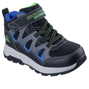 Ghete impermeabile baieti Skechers Storm Blazer Drizzle Squad Black L, talpa anti alunecare din cauciuc, captuseala calduroasa din material textil, inchidere reglabila cu scai, protectie varf
