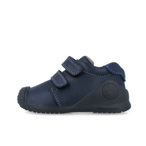 Pantofi primii pasi baieti Biomecanics 251120A culoare bleumarin, design clasic, talpa flexibila, anti alunecare, bleumarindin cauciuc, sustinere glezna si inchidere dubla cu scai