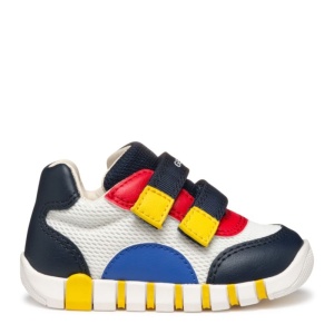 Geox Pantofi sport baieti Iupidoo Boy White Navy B3555C-01454-C0899