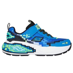 Pantofi sport baieti Skechers Mega Craft 4K Blue L, talpa anti alunecare din cauciuc, captuseala din material textil, exterior din material sintetic, inchidere reglabila cu scai, protectie varf