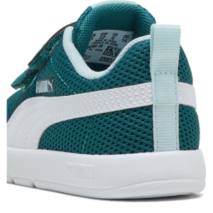 Pantofi sport băieți Puma Courtflex V3 Mesh Inf Emerald Ice-White — detaliu călcâi