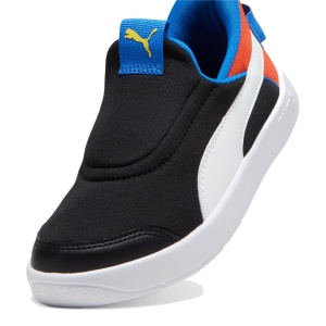 Pantofi sport băieți Puma Courtflex v3 Sliptech PS Black-White — vedere în perspectivă