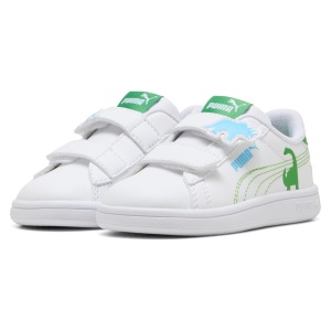 Pantofi sport băieți Puma Smash 3.0 Dino White Green
