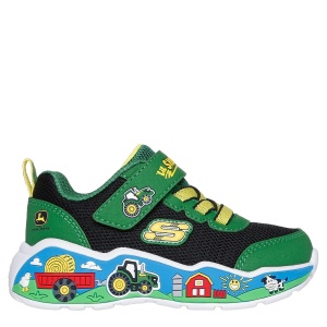 Pantofi sport băieți Skechers John Deere Play Scene Barn Squad Green