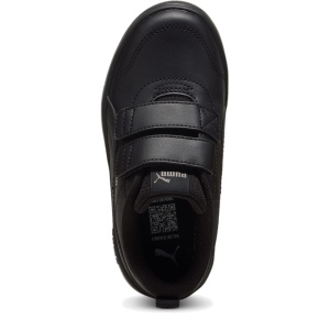 Pantofi sport copii Puma Courtflex V3 PS Black Cast Iron — vedere de sus și talpa