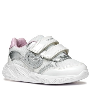 Pantofi sport fete Geox Sprintye Girl White Silver — vedere în perspectivă