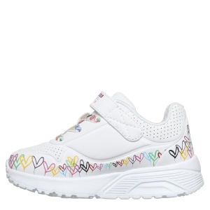 Pantofi sport fete Skechers Uno Lite Heart Craze White Multi mărimi 22-26 — vedere din față