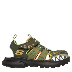 Sandale băieți cu luminițe Skechers Razor Splash-Raptor Quest Oliv