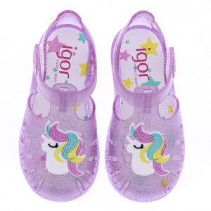 Igor Sandale plaja Fete Tobby Gloss Unicornio Malva Glitter incaltaminte copii bigstep