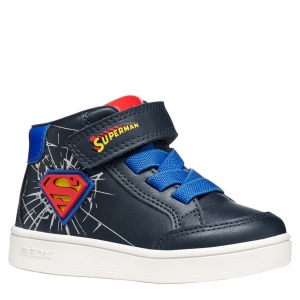 Ghete băieți Geox Eclyper Superman Navy Royal — vedere în perspectivă