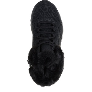 Ghete fete Skechers Uno Lite Cozy Leopard Black — vedere de sus