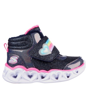 Ghete îmblănite fete Skechers Heart Lights Brilliant Rainbow Navy Pink