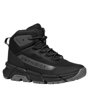 Ghete impermeabile băieți Geox Flexyper Plus Boy Black Dk Grey — vedere în perspectivă