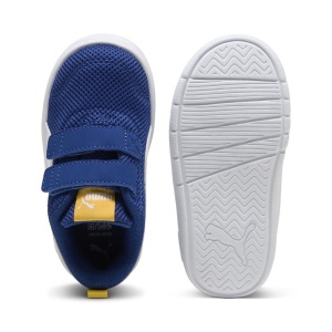 Pantofi sport baieti Courtflex V3 Mesh Inf Clyde Royal PUMA White, model albastru cu detaliu alb, dubla închidere velcro și talpă albă EVA, ideali pentru copii mici.