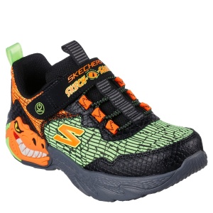 Pantofi sport băieți Skechers Dino Lights Black Orange — vedere în perspectivă