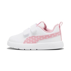 Pantofi sport pentru fete Courtflex V3 Dotty V Inf PUMA White Pink, model alb cu roz, dubla închidere velcro și talpă albă EVA, ideali pentru copii mici.