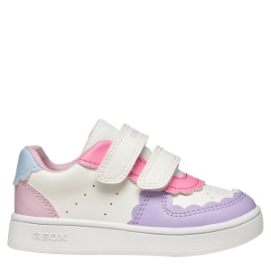 Pantofi sport fete Geox Eclyper Girl Optic White Lt Lilac