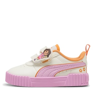 Pantofi sport fete Puma Carina 3.0 DORA V Inf Warm White-Bright Papaya - vedere laterală - 407770/01