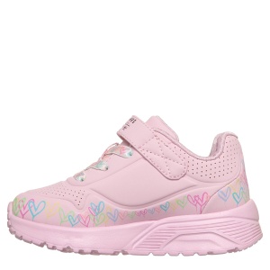 Pantofi sport fete Skechers Uno Lite Heart Craze Pink Multi — vedere din față