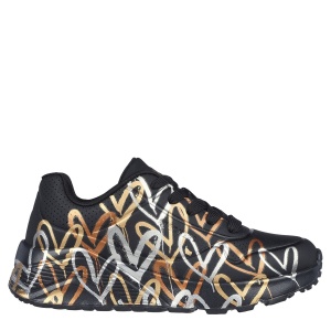 Pantofi sport fete Skechers Uno Lite Metallic Love Black Gold
