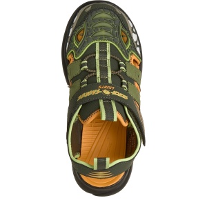 Sandale băieți cu luminițe Skechers Razor Splash-Raptor Quest Oliv — vedere de sus