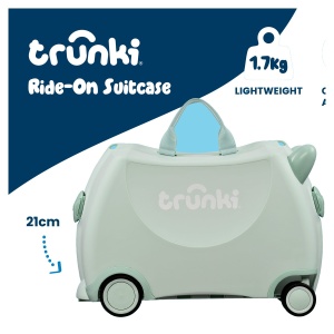 Valiza copii Trunki Glide Solid Green - TRU-SUI-WW-SG-CW - unghi 3