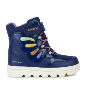 Geox Cizme imblanite impermeabile fete J Willaboom B ABX Navy Multicolor incaltaminte copii bigstep