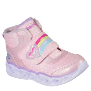 Ghete îmblănite fete Skechers Heart Lights Brilliant Rainbow Pink Lavander - Img 2