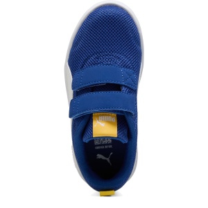 Pantofi sport băieți Courtflex V3 Mesh PS Clyde Royal PUMA White — vedere de sus și talpa
